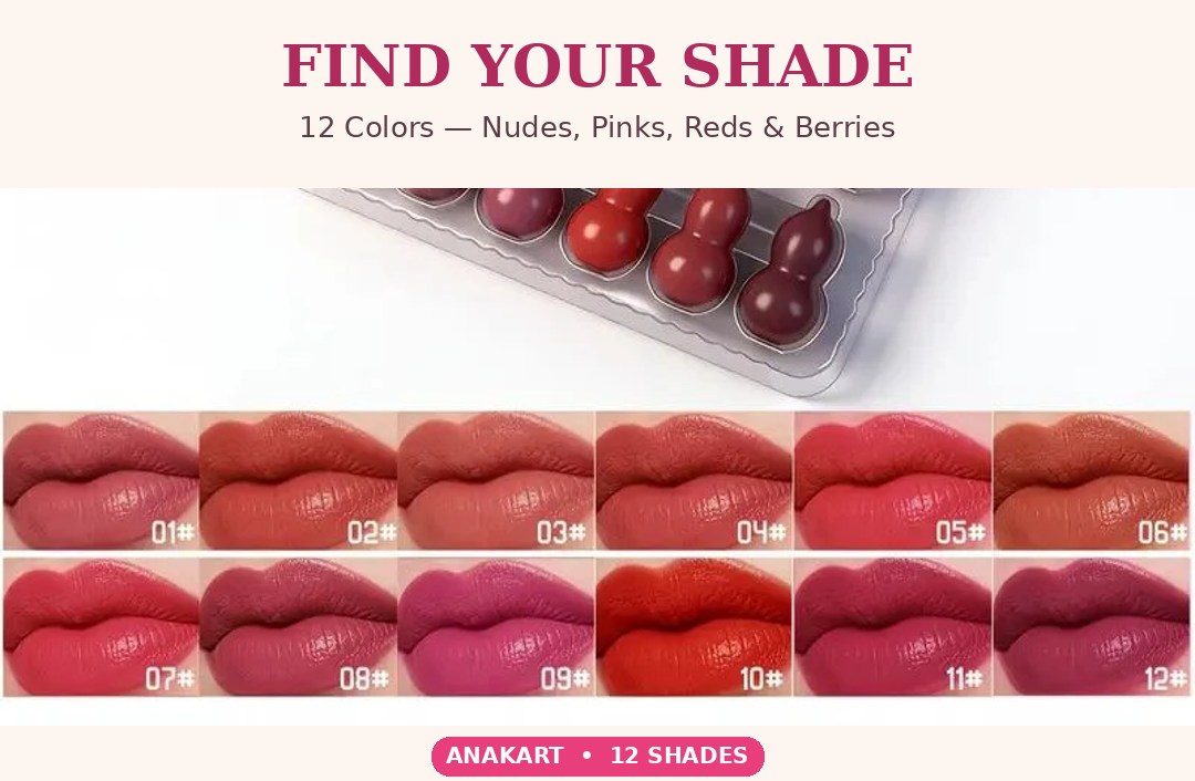 IMPORTED 12-in-1 Matte Lipstick Set – Lucky Gourd Shape Mini Lipsticks