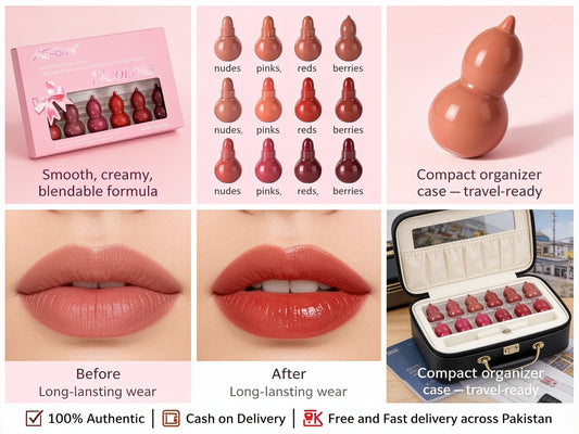 IMPORTED 12-in-1 Matte Lipstick Set – Lucky Gourd Shape Mini Lipsticks