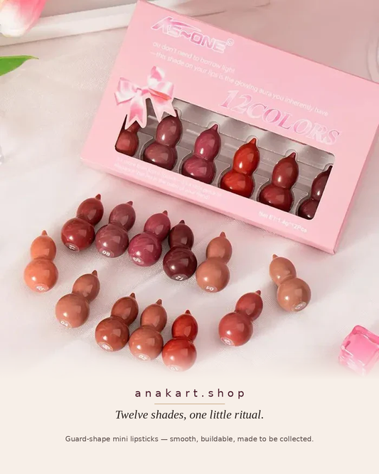 IMPORTED 12-in-1 Matte Lipstick Set – Lucky Gourd Shape Mini Lipsticks