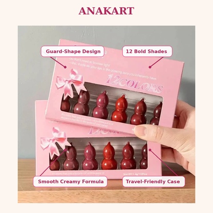 IMPORTED 12-in-1 Matte Lipstick Set – Lucky Gourd Shape Mini Lipsticks