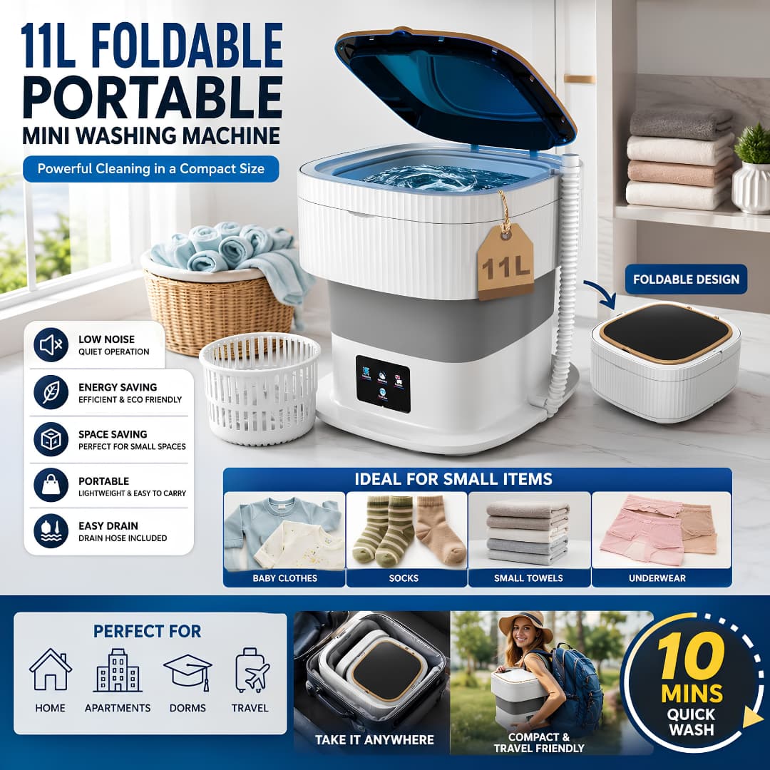 Foldable Portable Mini Washing Machine – Compact Laundry Solution