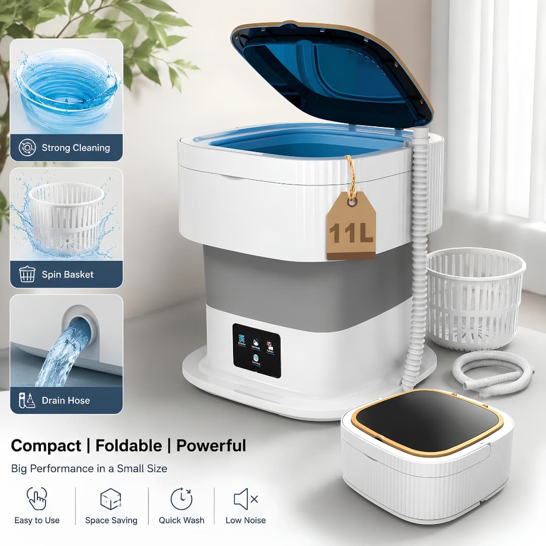 Foldable Portable Mini Washing Machine – Compact Laundry Solution