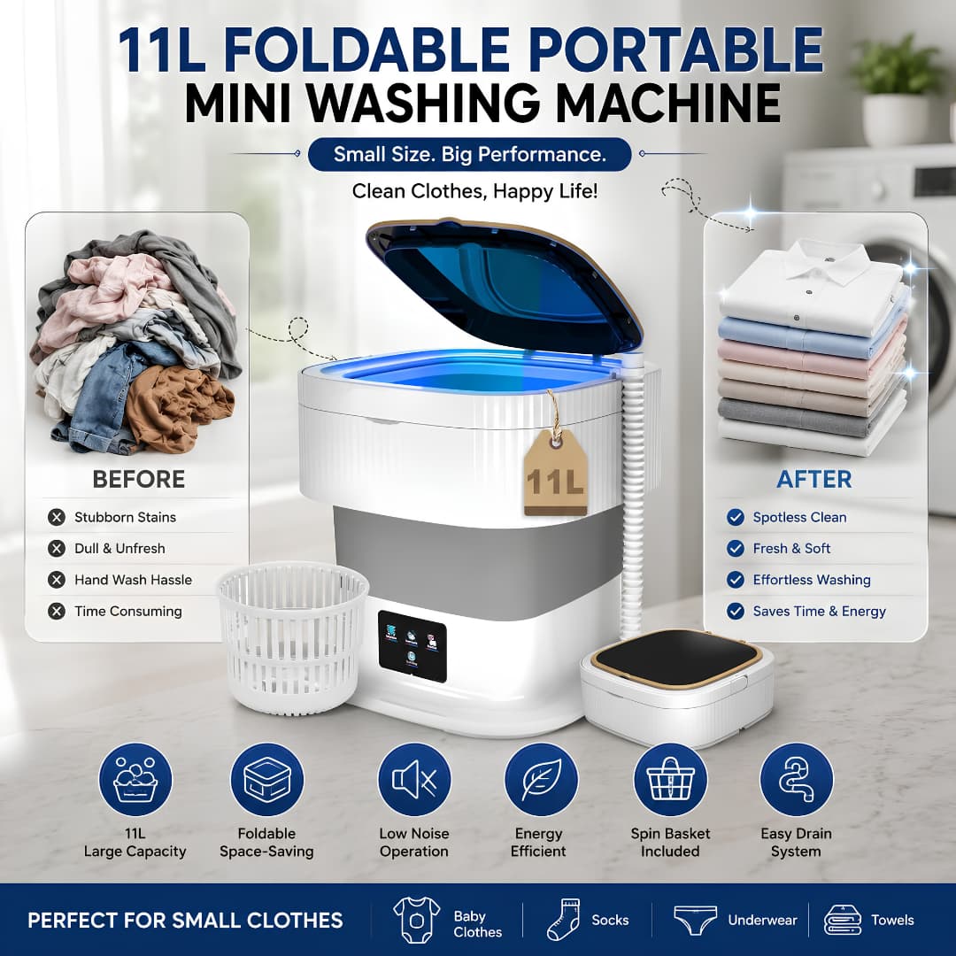 Foldable Portable Mini Washing Machine – Compact Laundry Solution