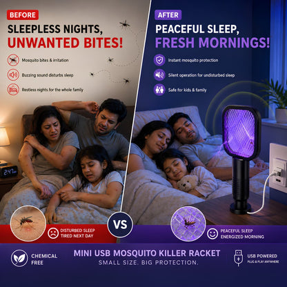 USB Rechargeable Electric Mosquito Killer Racket – Powerful Insect Zapper