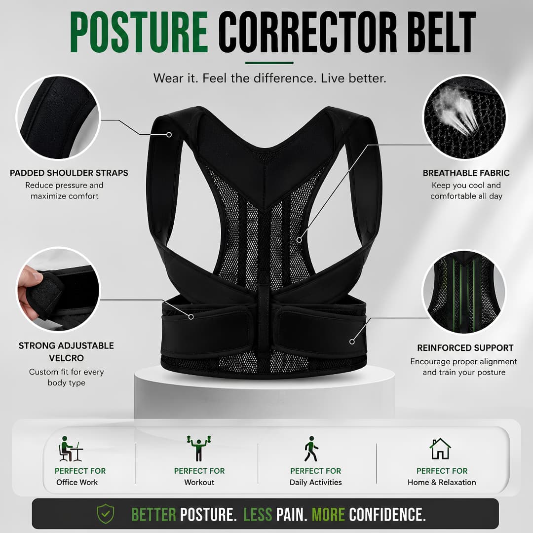 Adjustable Posture Corrector Belt – Back & Shoulder Support Brace