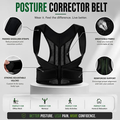 Adjustable Posture Corrector Belt – Back & Shoulder Support Brace