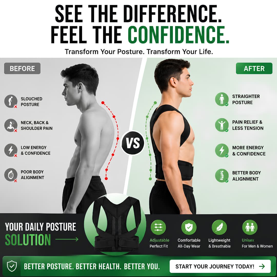 Adjustable Posture Corrector Belt – Back & Shoulder Support Brace
