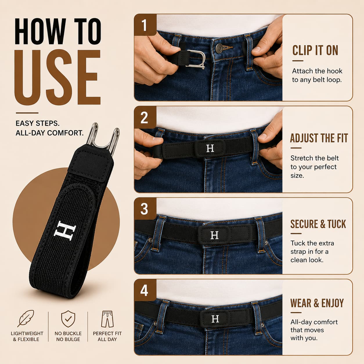 Buckle-Free Elastic Belt Stretchable, Adjustable & Comfortable - BUY 1 GET 1 FREE